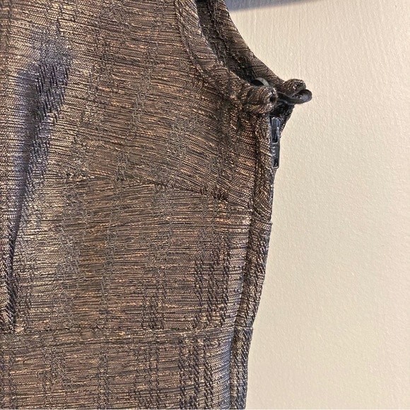 H&M Y2k metallic bronze puff cap sleeve bubble cocktail party formal dress - Picture 6 of 12